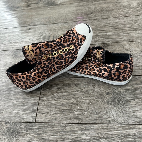 Jack Purcell Converse- Leopard print size 7 - Picture 1 of 6